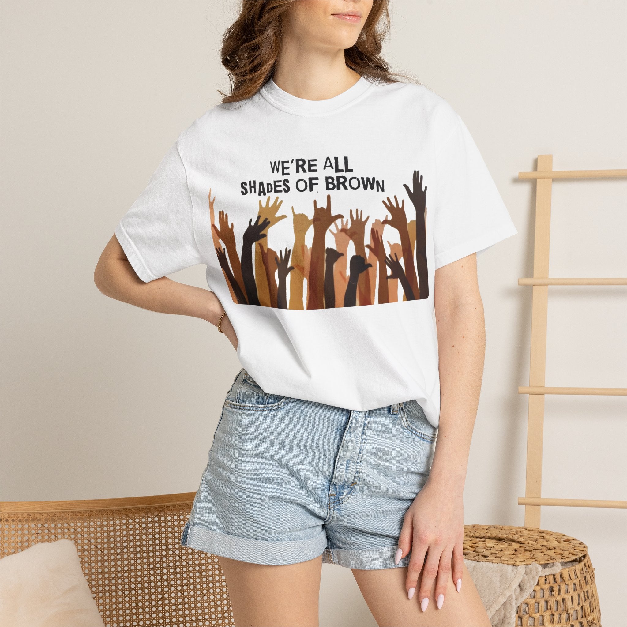 T-Shirt — "We're All Shades of Brown" Diversity Graphic Tee