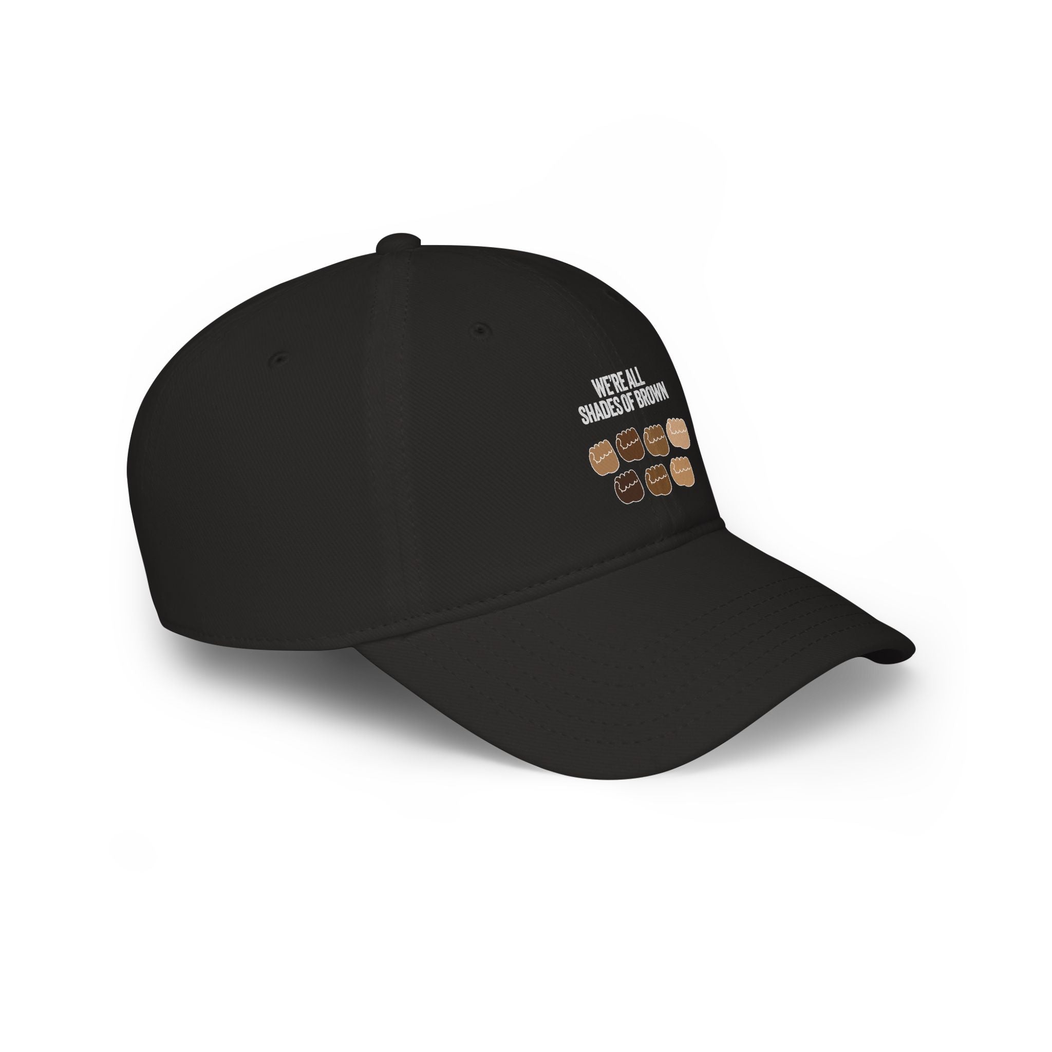 Low Profile Baseball Cap — "We're All Shades of Brown" Inclusive Coffee Cup Design