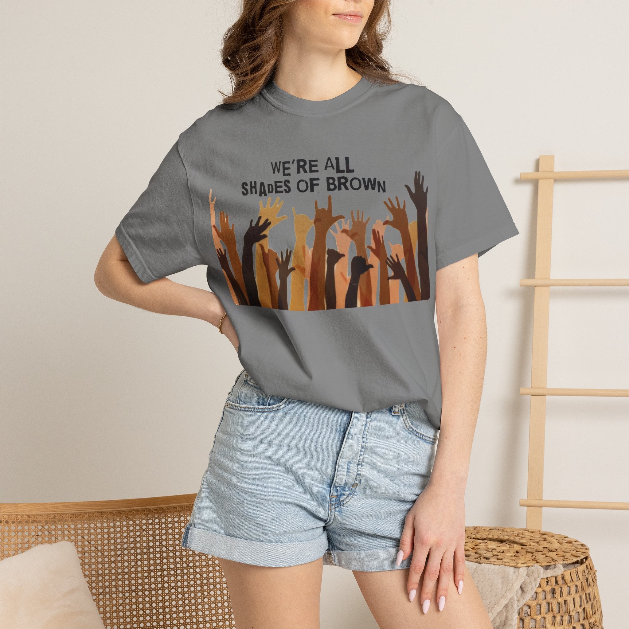 T-Shirt — "We're All Shades of Brown" Diversity Graphic Tee