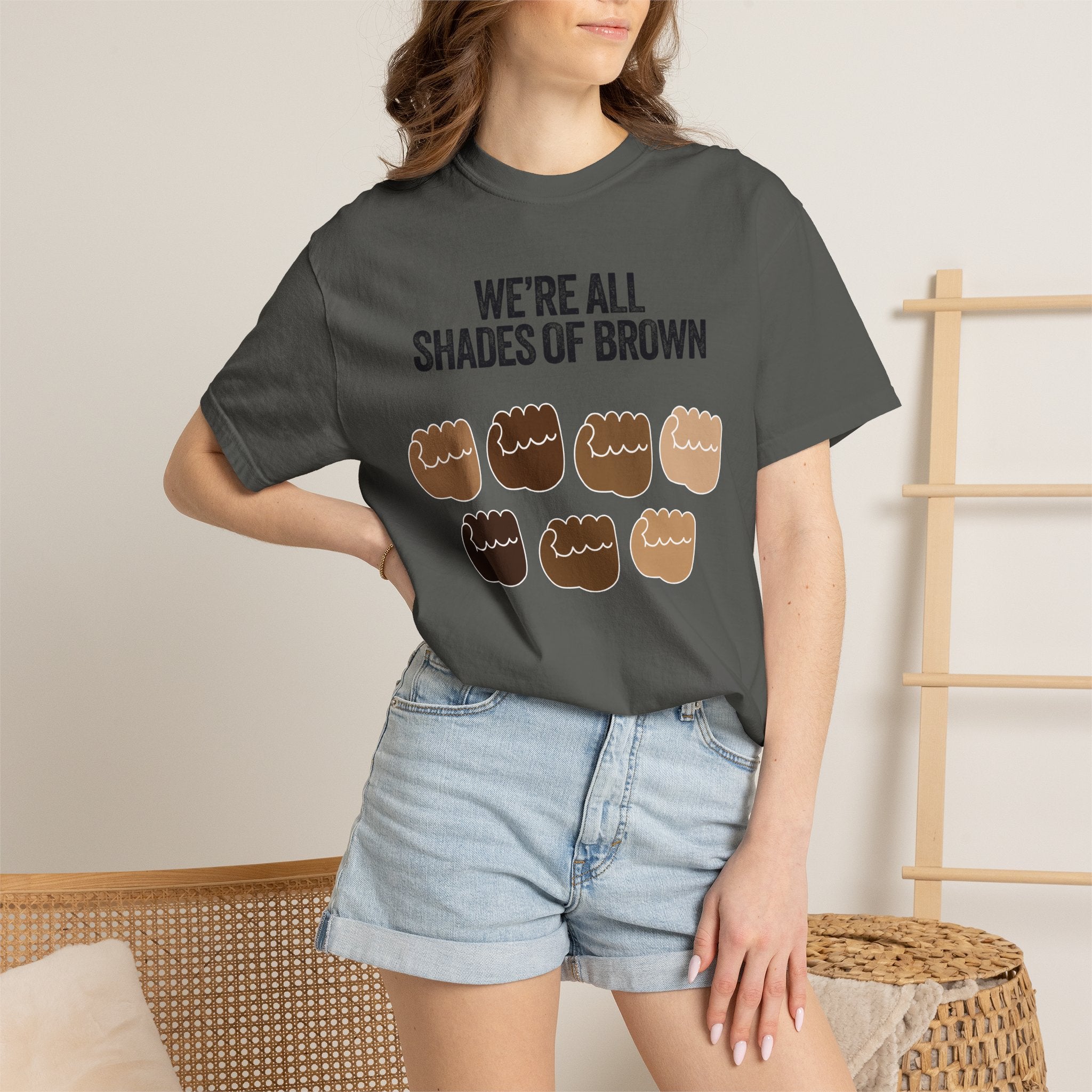 We're All Shades of Brown T-Shirt — Inclusive Diversity Graphic Tee