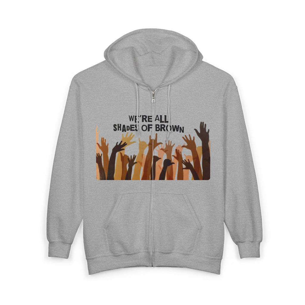 Full Zip Hoodie — Raised Hands Unity Design (Diverse Community)