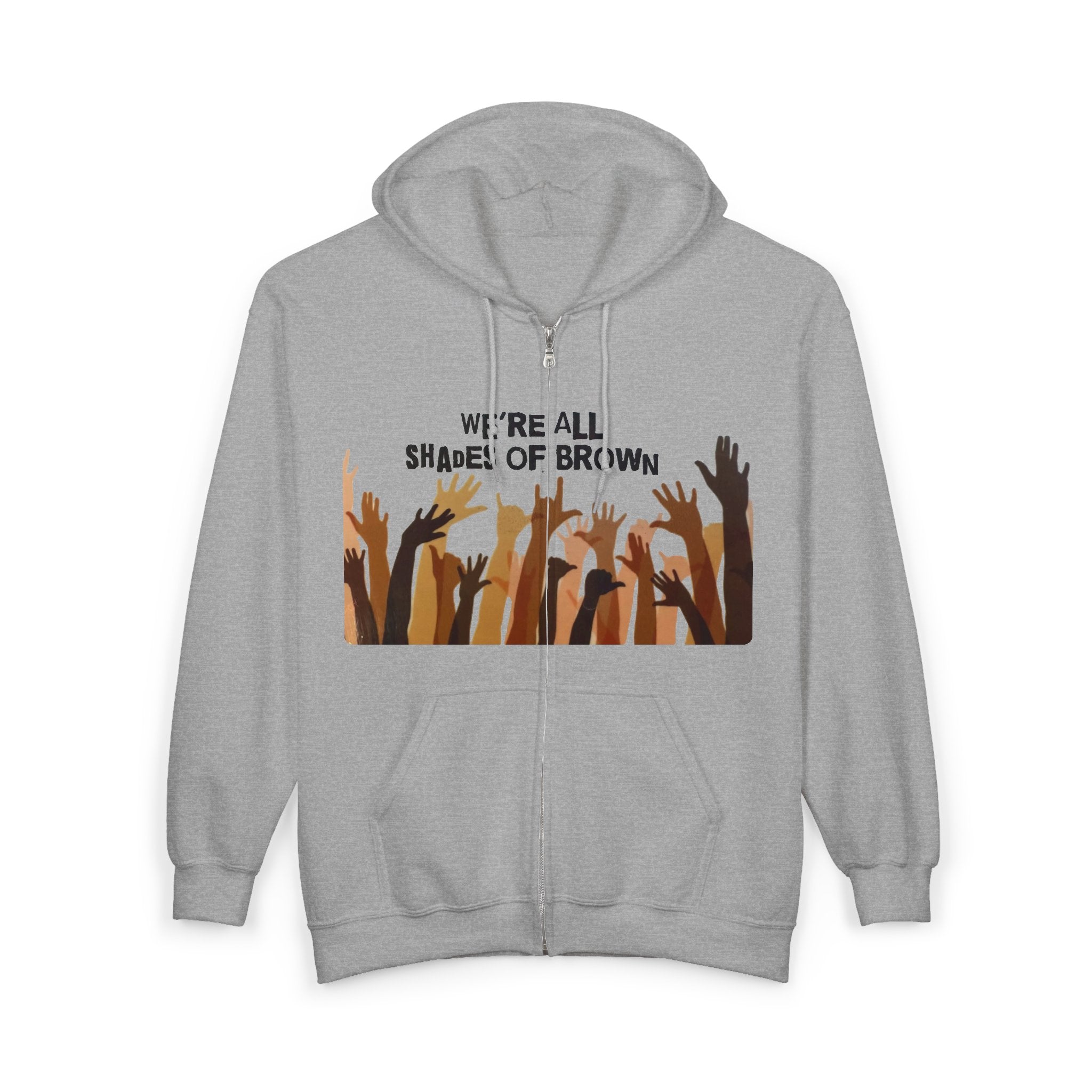 Full Zip Hoodie — Raised Hands Unity Design (Diverse Community)
