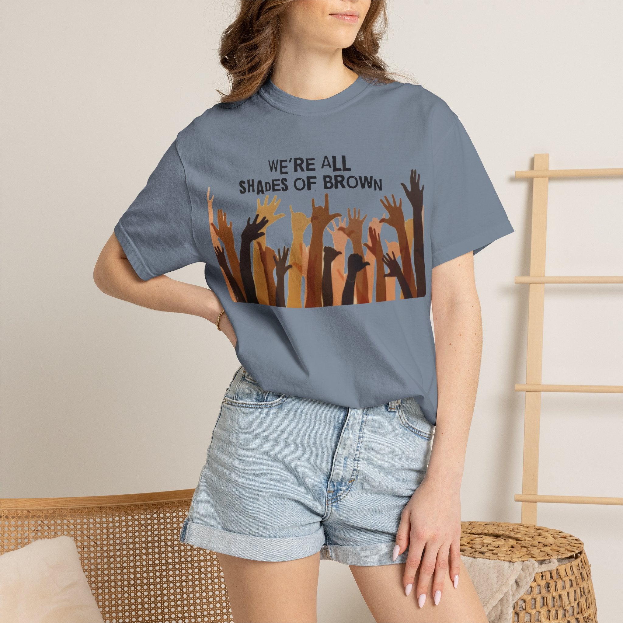 T-Shirt — "We're All Shades of Brown" Diversity Graphic Tee