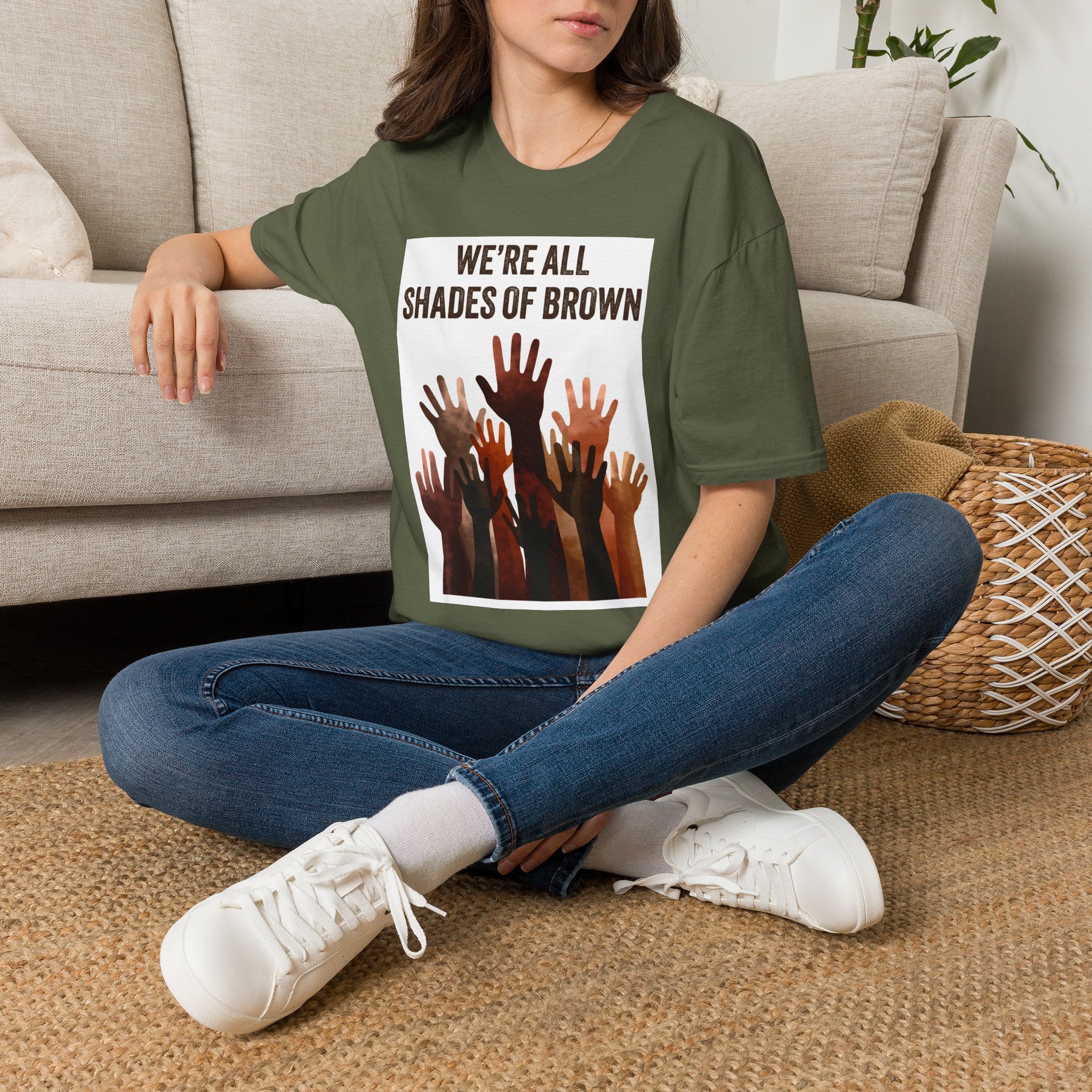 We're All Shades of Brown T-Shirt — Inclusive Multicultural Pride Tee