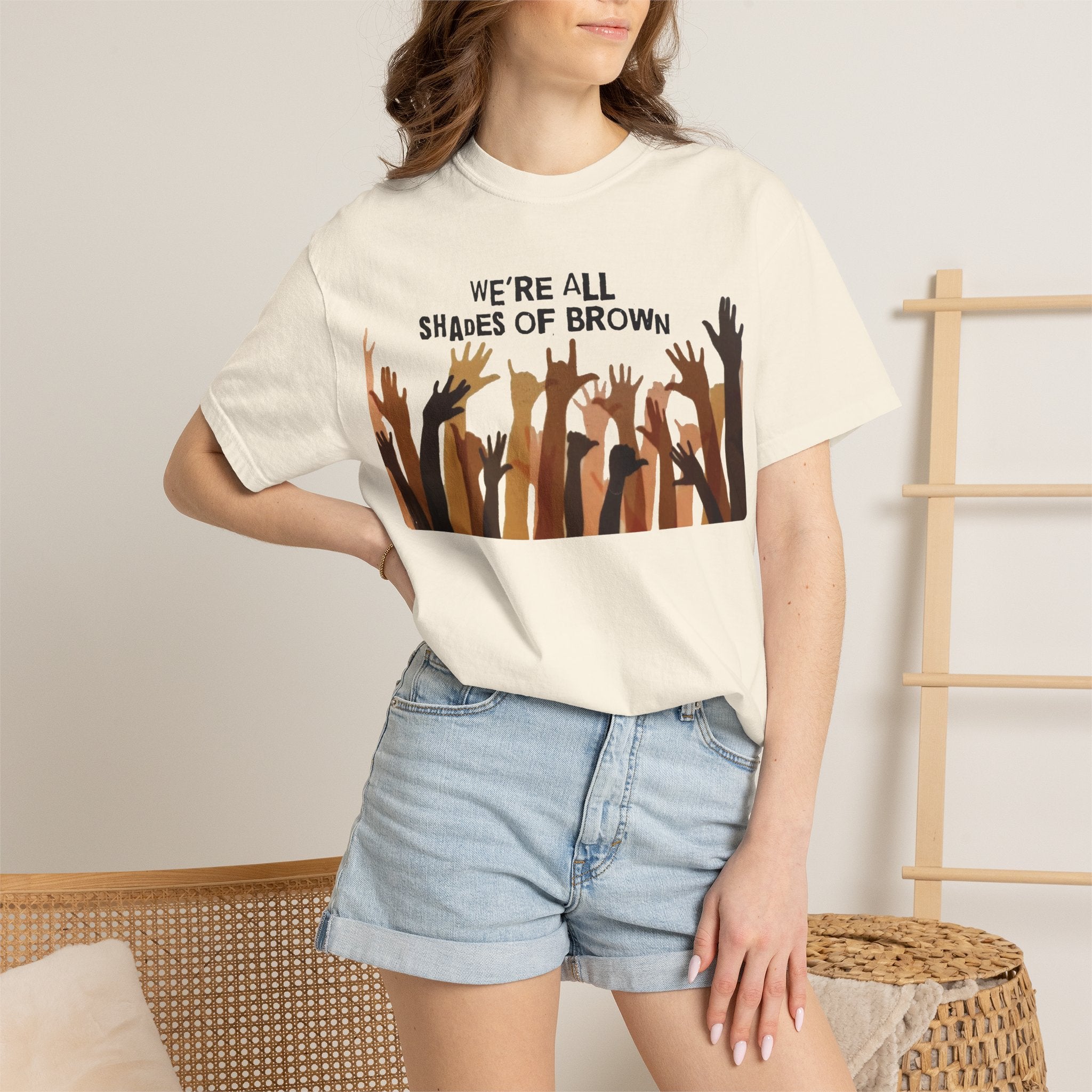 T-Shirt — "We're All Shades of Brown" Diversity Graphic Tee
