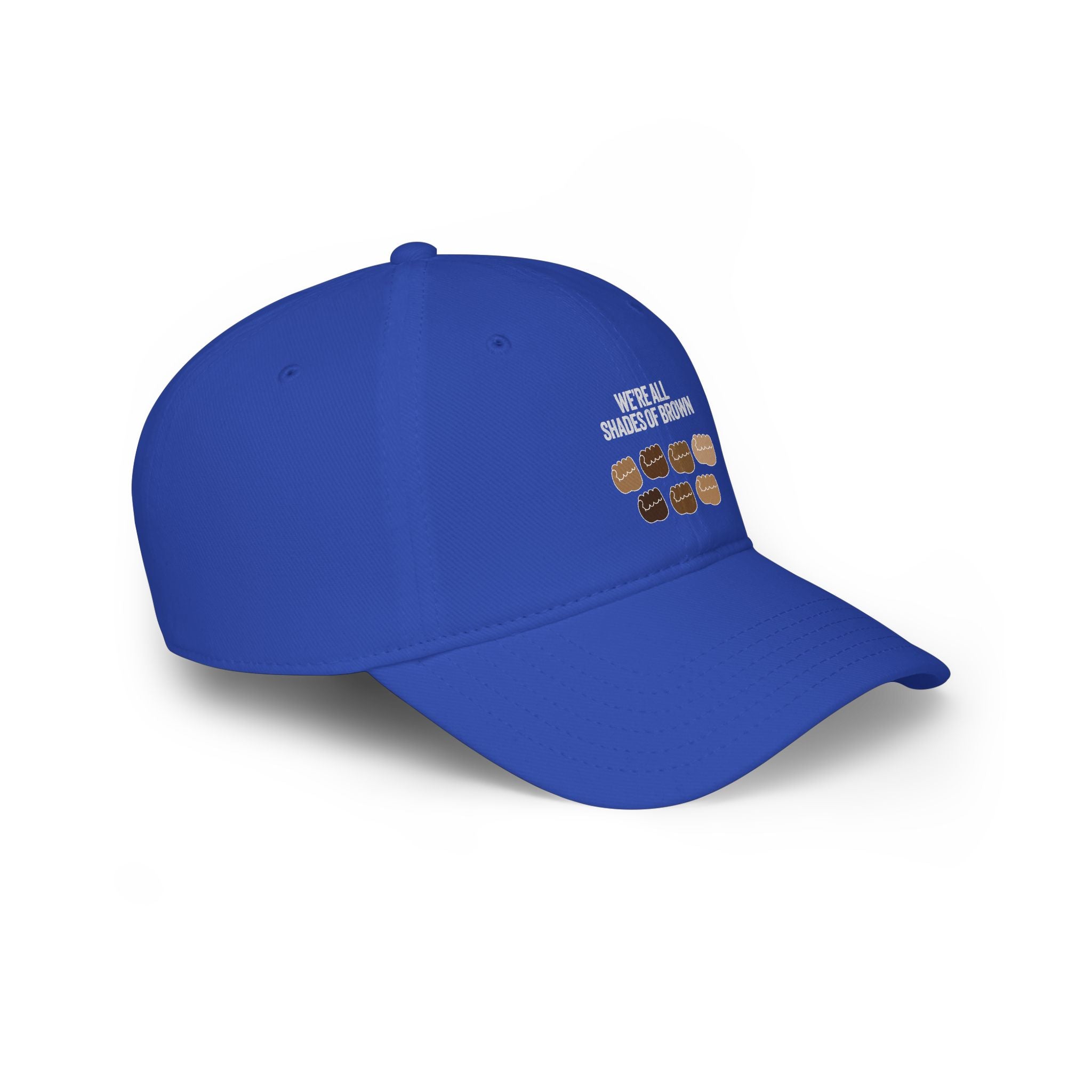 Low Profile Baseball Cap — "We're All Shades of Brown" Inclusive Coffee Cup Design