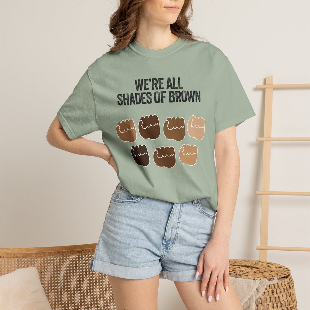 We're All Shades of Brown T-Shirt — Inclusive Diversity Graphic Tee