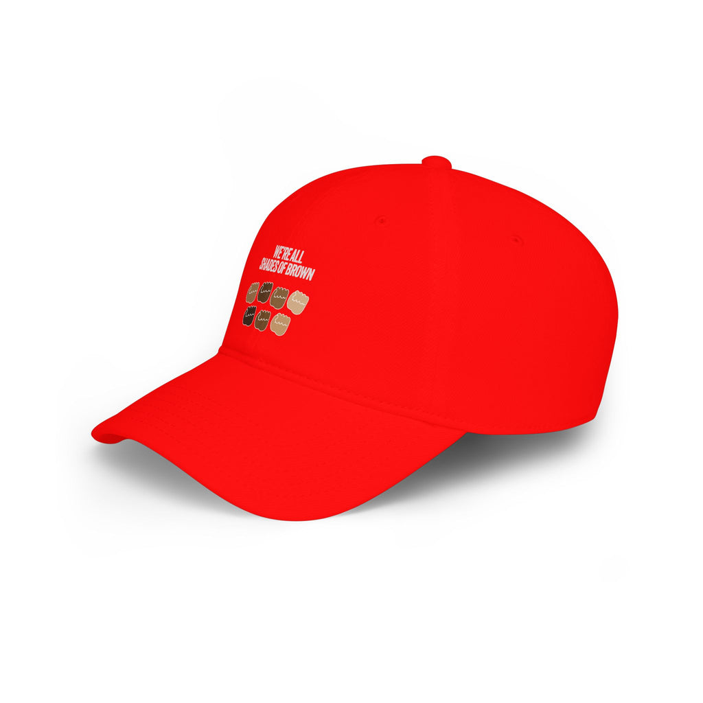 Low Profile Baseball Cap — "We're All Shades of Brown" Inclusive Coffee Cup Design