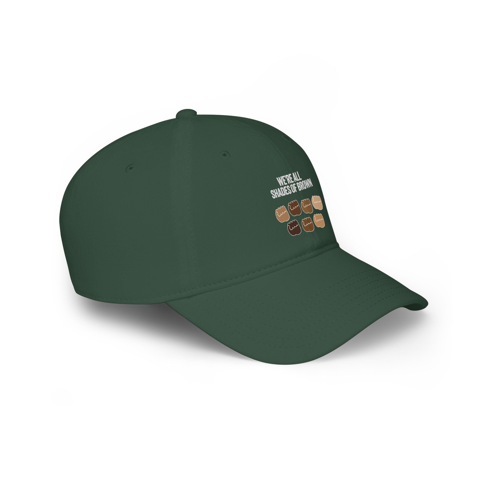 Low Profile Baseball Cap — "We're All Shades of Brown" Inclusive Coffee Cup Design