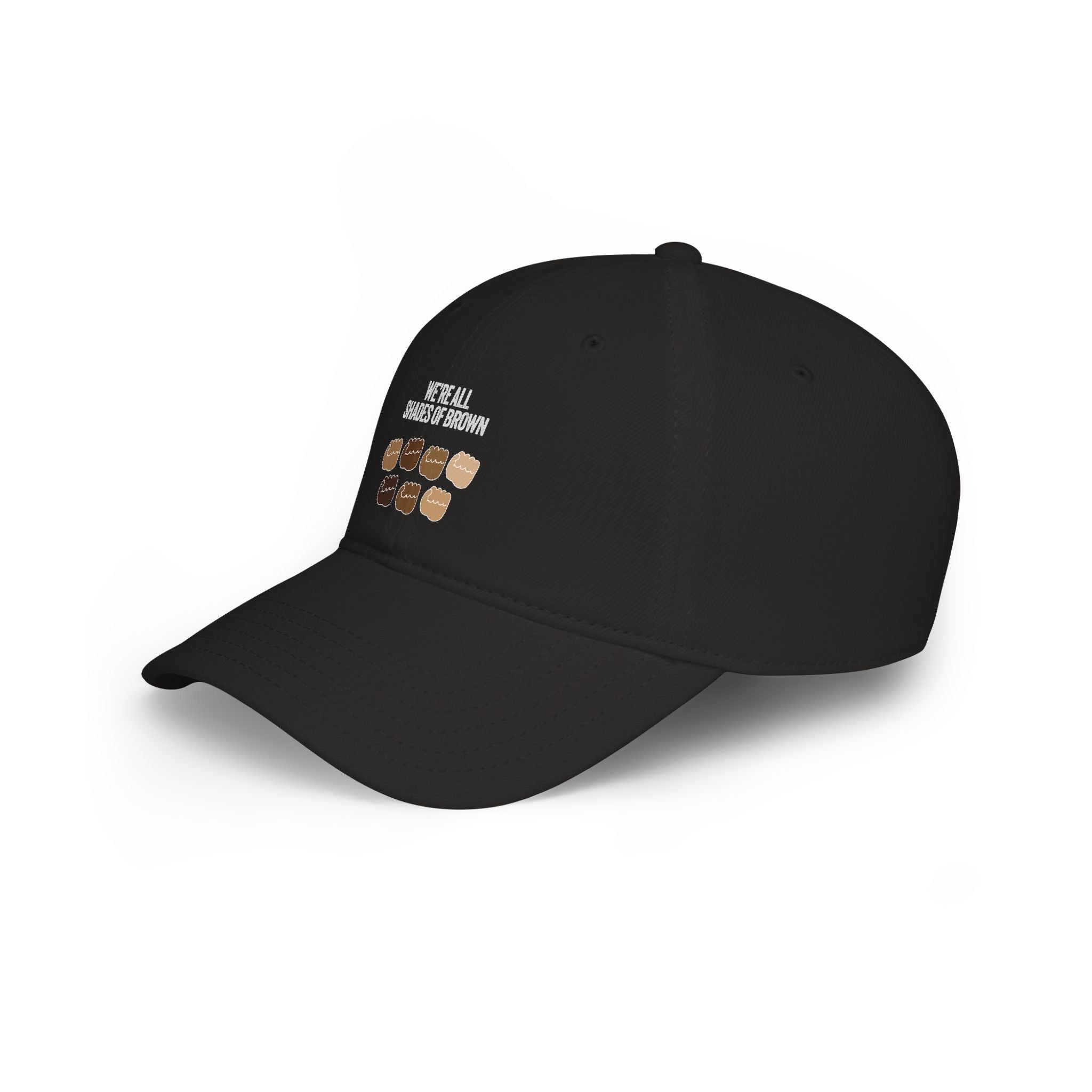 Low Profile Baseball Cap — "We're All Shades of Brown" Inclusive Coffee Cup Design
