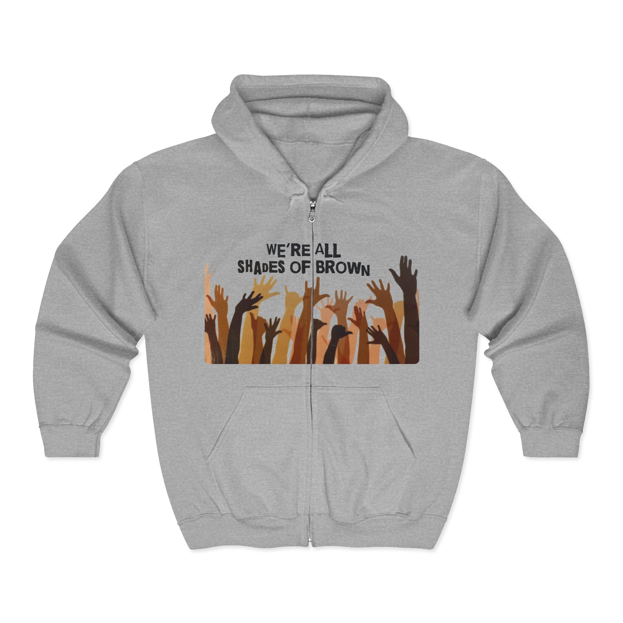 Full Zip Hoodie — Raised Hands Unity Design (Diverse Community)