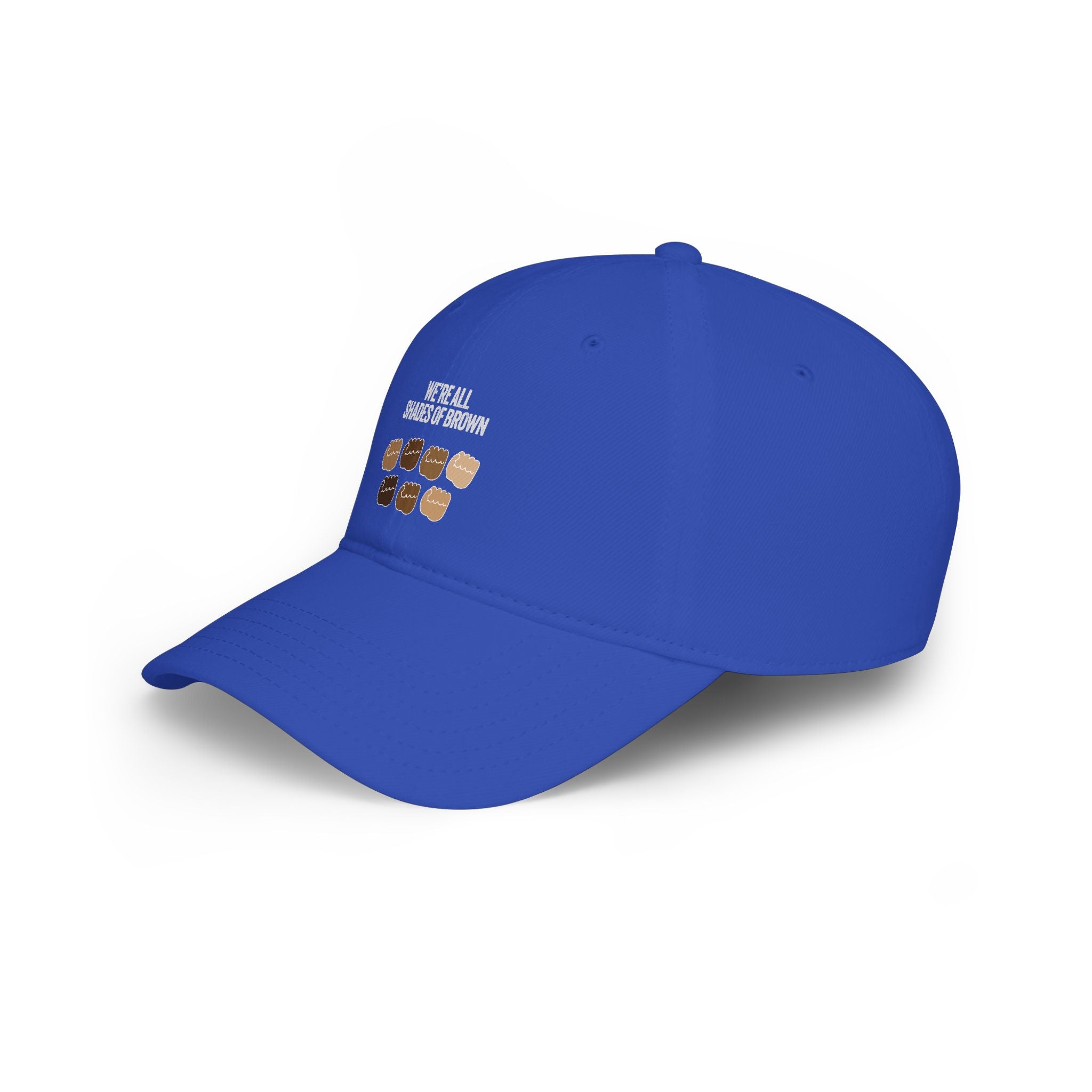 Low Profile Baseball Cap — "We're All Shades of Brown" Inclusive Coffee Cup Design