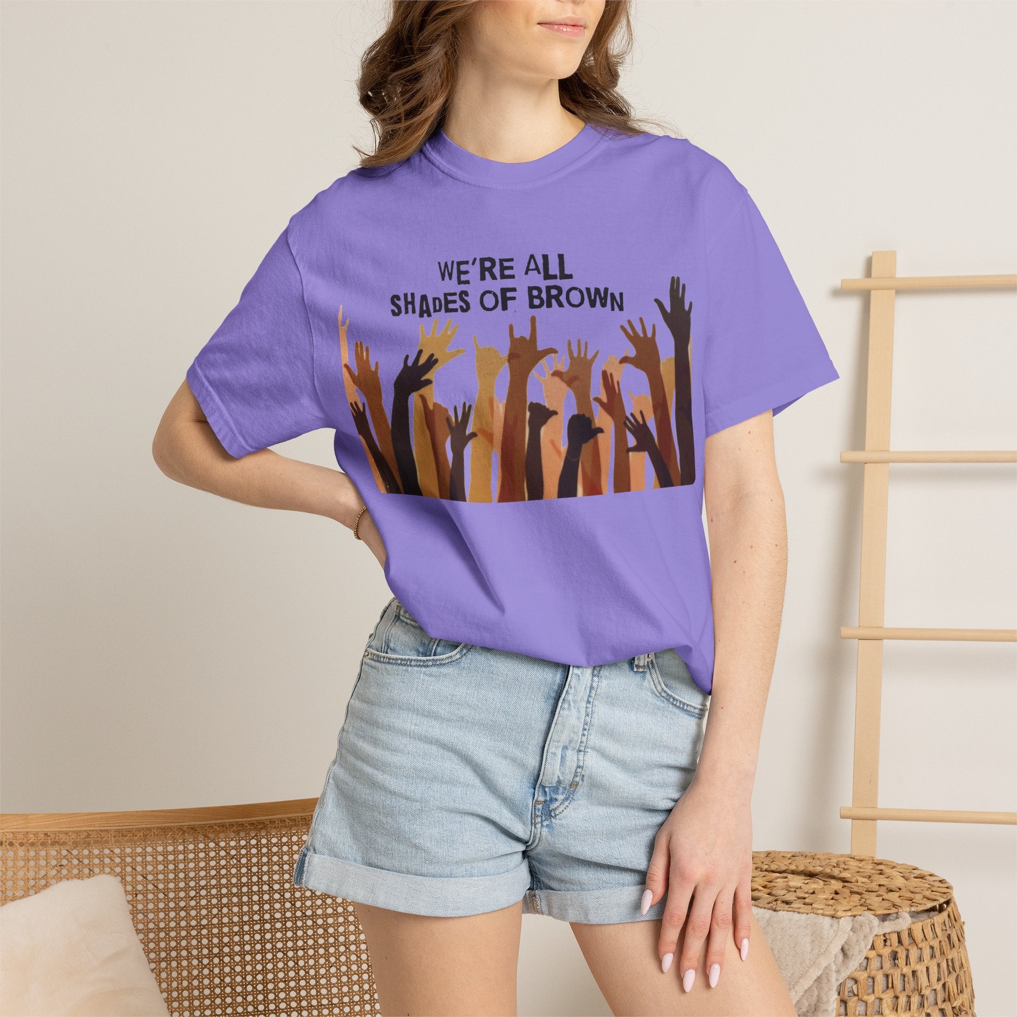 T-Shirt — "We're All Shades of Brown" Diversity Graphic Tee