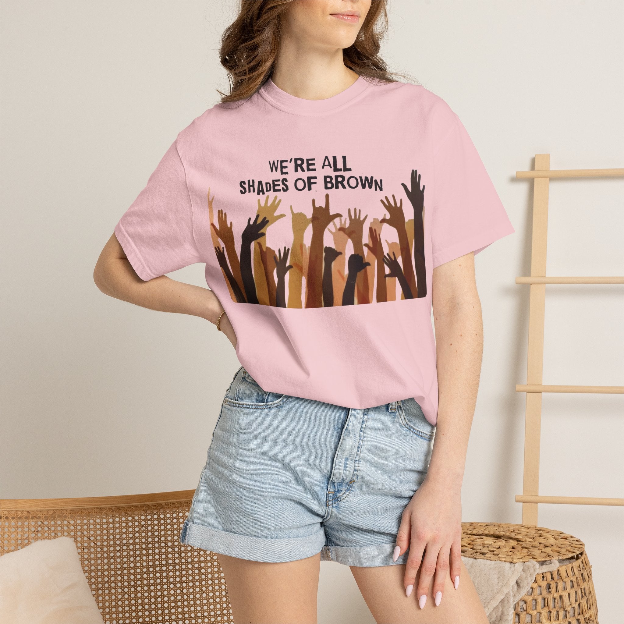 T-Shirt — "We're All Shades of Brown" Diversity Graphic Tee