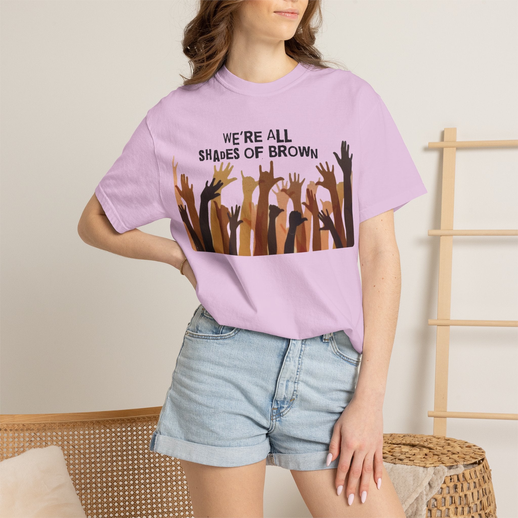 T-Shirt — "We're All Shades of Brown" Diversity Graphic Tee