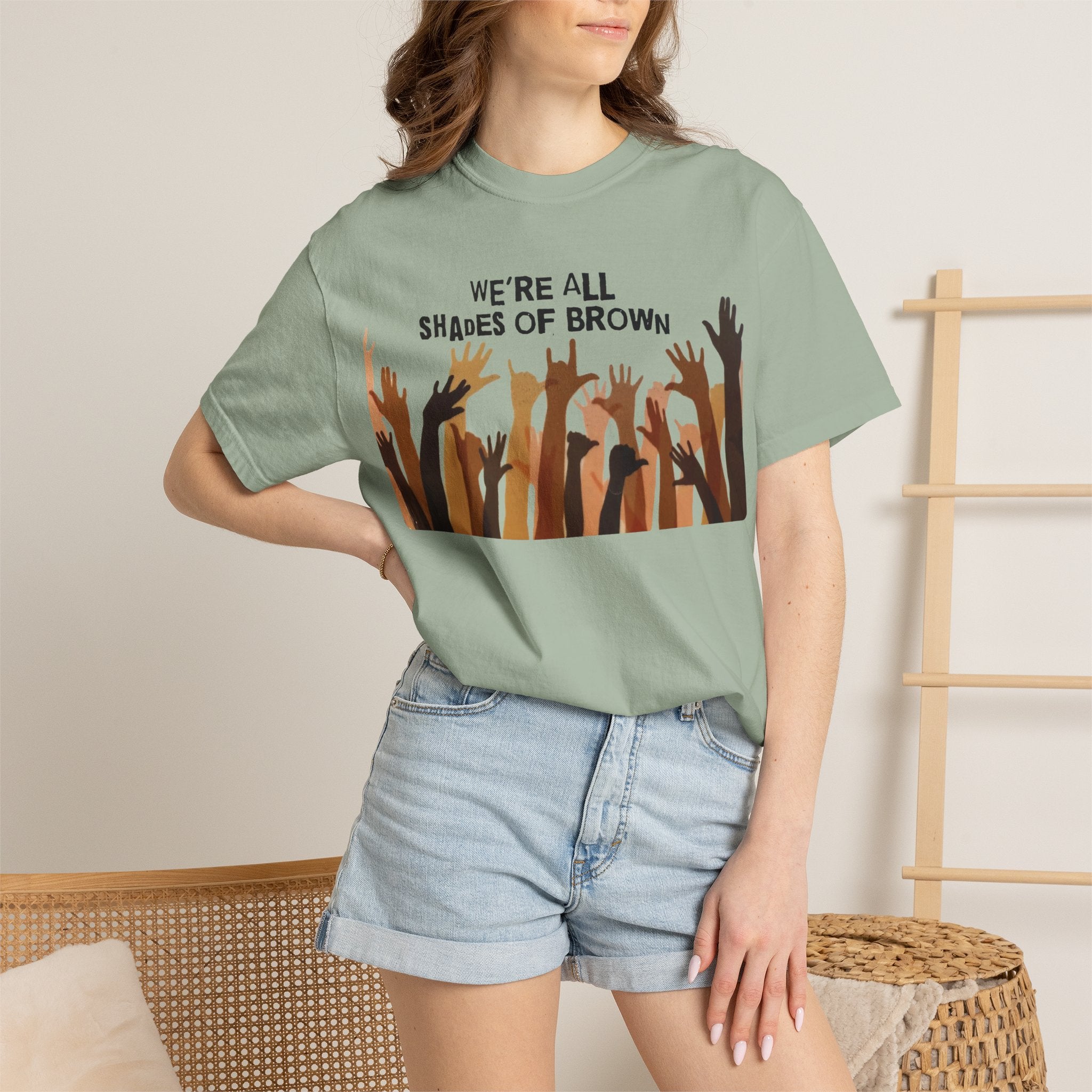 T-Shirt — "We're All Shades of Brown" Diversity Graphic Tee